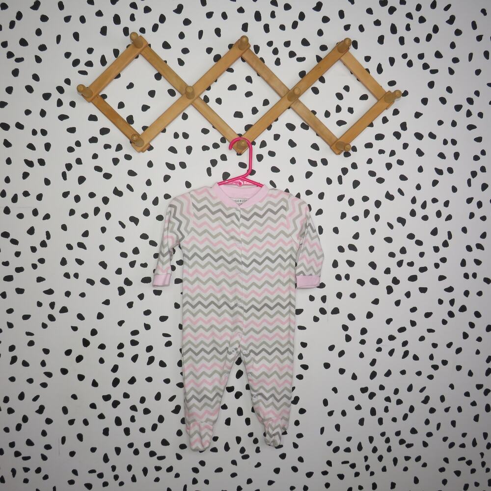 Cutie Pie Pink Chevron Baby Footed Sleeper Pajamas